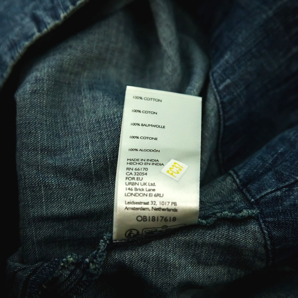 Free People Size Medium M Find Me Now Smocked Denim Jean Long Sleeve Mini Dress - Picture 6 of 7